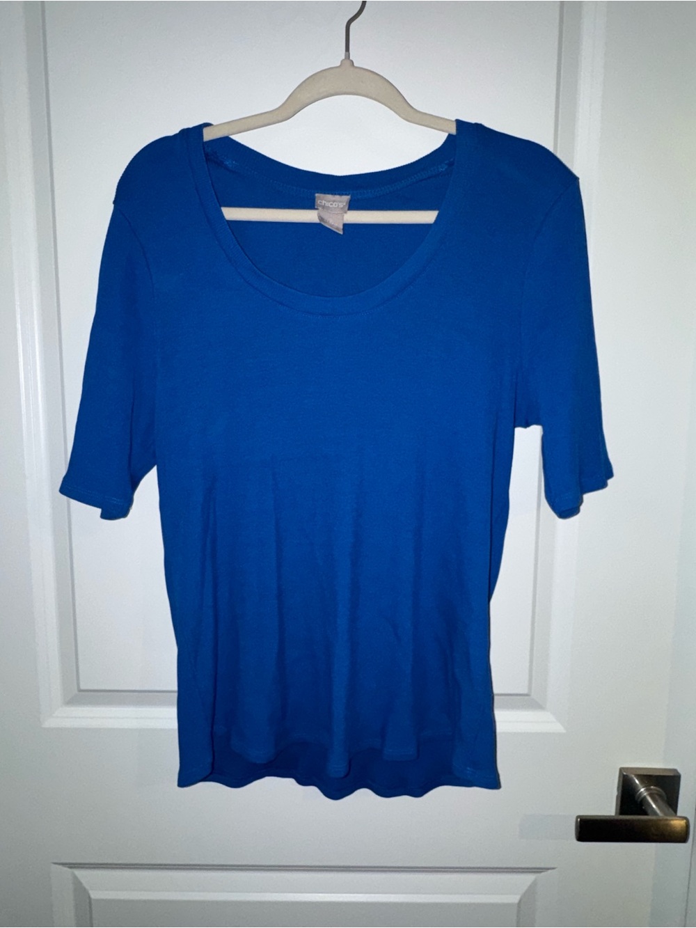 Chico's Royal Blue Scoop Neck Short Sleeve Top